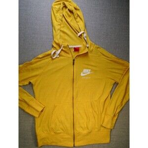 Nike Sweater Womens Medium Yellow Zipper Workout W/ Zipper Hooded Lightweight